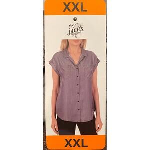 NWT JACHS Girlfriend Gray Tencel Lyocell Button Front Camp Shirt XXL Relaxed Fit